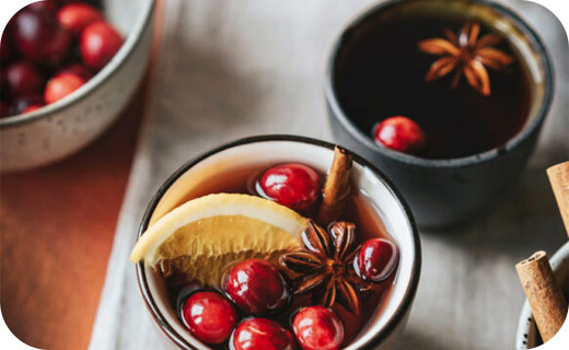 Mulled cider with spices in cups