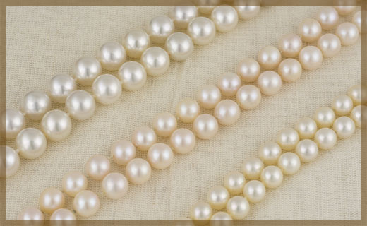 Strands of pearls in a row