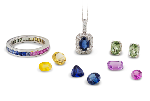 Collection of Sapphire gems and jewelry