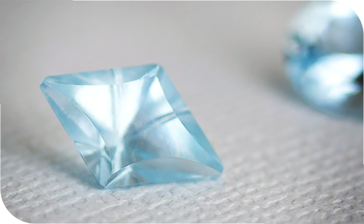 A loose aquamarine gemstone