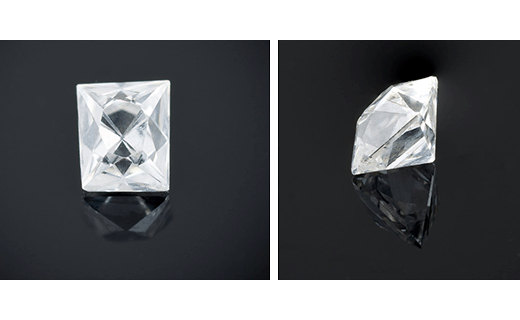 A front and side view of an old French Cut diamond