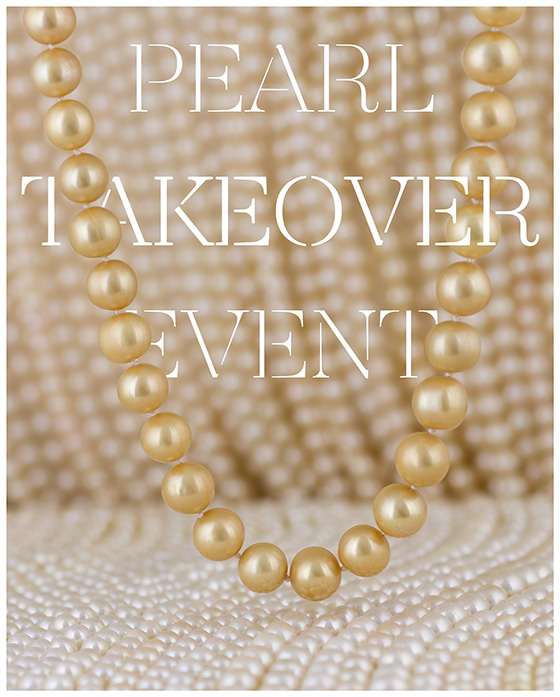 A strands of golden pearls in front of a background of many strands of pearls