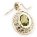 Asteria Halo Oval Pendant with White Sapphires