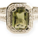 Asteria Star Halo Emerald Cut Ring with White Sapphires