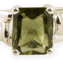 Asteria Radiant Cut Bold Silver Ring with White Sapphires