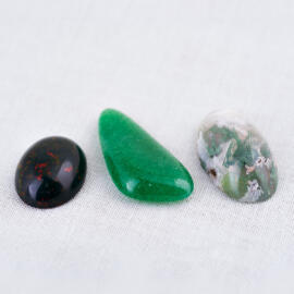Bloodstone Aventurine and Moss Agate quartz gems