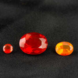 Group of three mexican fire opal loose gemstones
