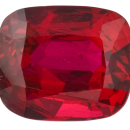 A fiery red cushion cut ruby