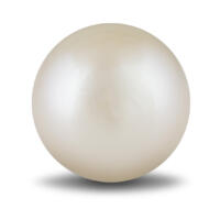 Single white round pearl on white background