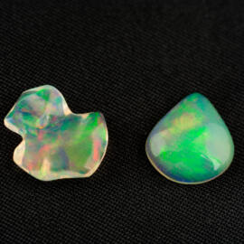 Two loose ethiopian opals next to each other