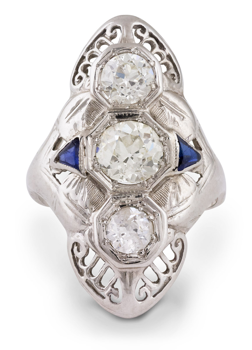 filigree sapphire ring