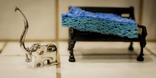 A ring holder by the sink looks great and keeps track of your ring