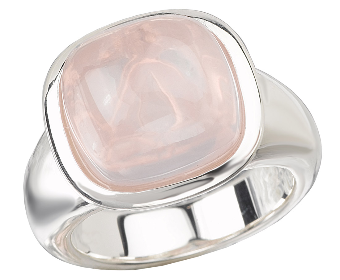 Rose Quartz Silver Bezel Ring