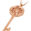 Rose Gold Pink Sapphire and Diamond Skeleton Key Pendant