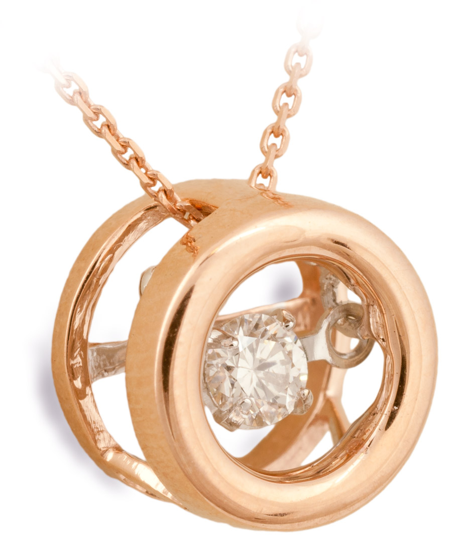 Dancing Diamond Rose Gold Pendant - Dancing Diamonds Pendant Dancing Diamond Rose Gold Pendant - Dancing Diamonds Pendant