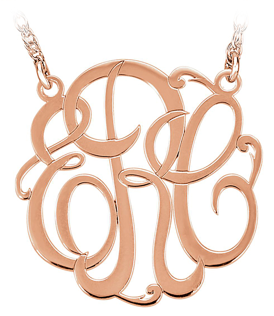 Monogram Script Pendant 14k Rose Gold