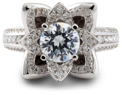 Lotus Flower Blossom Engagement Ring