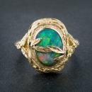 Opal leaf design custom ring - front