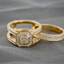 Custom wedding set with bezel set asscher cut center diamond