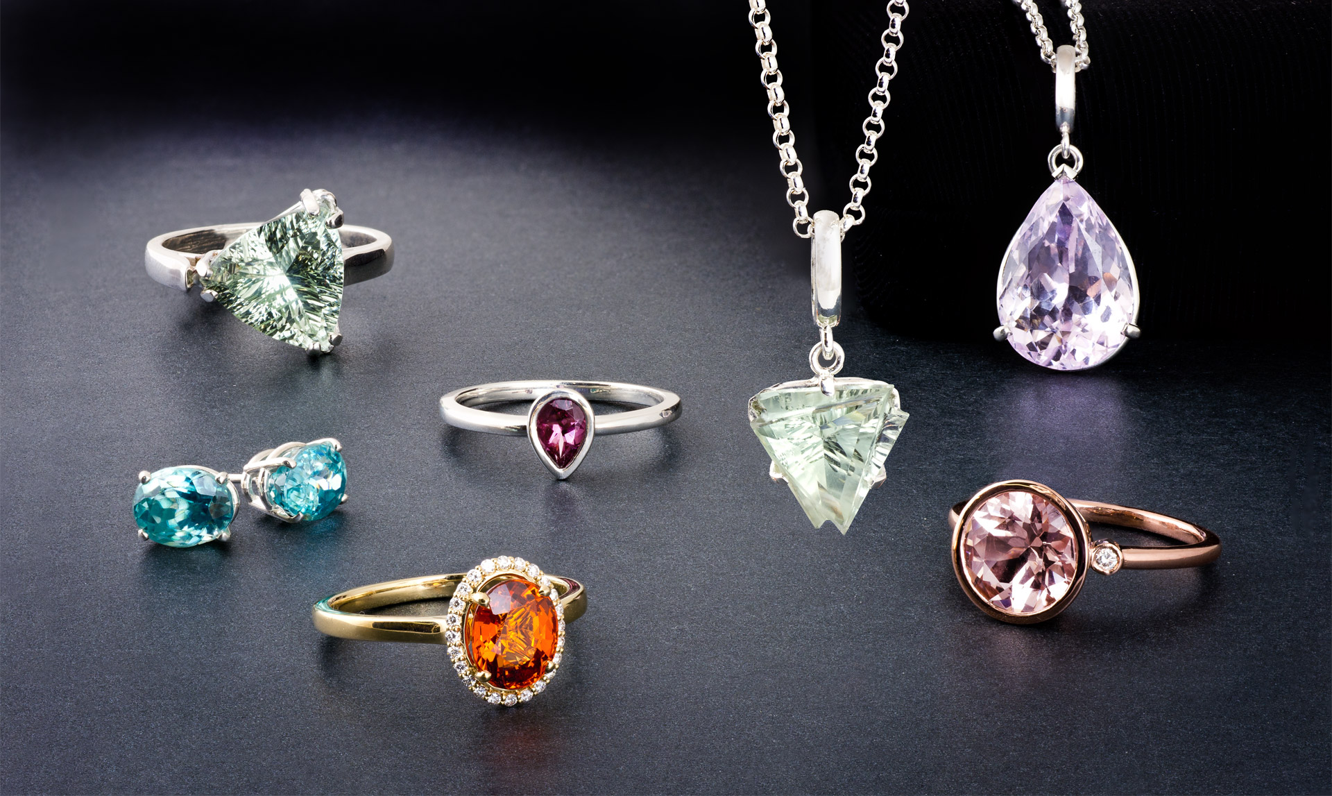 The Rare and Beautiful collection featuring uncommon colored gems