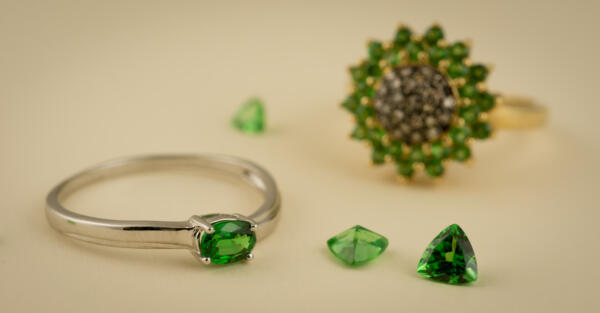 Tsavorite garnet is a rare and beautiful green gem