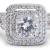 Double Square Halo Engagement Ring with Criss-Cross Shank