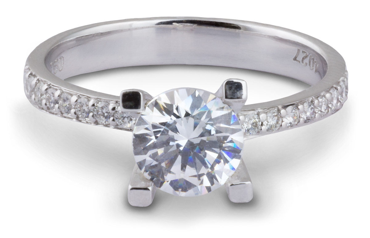 Tapered Shank Engagement Ring with Diamond Accents