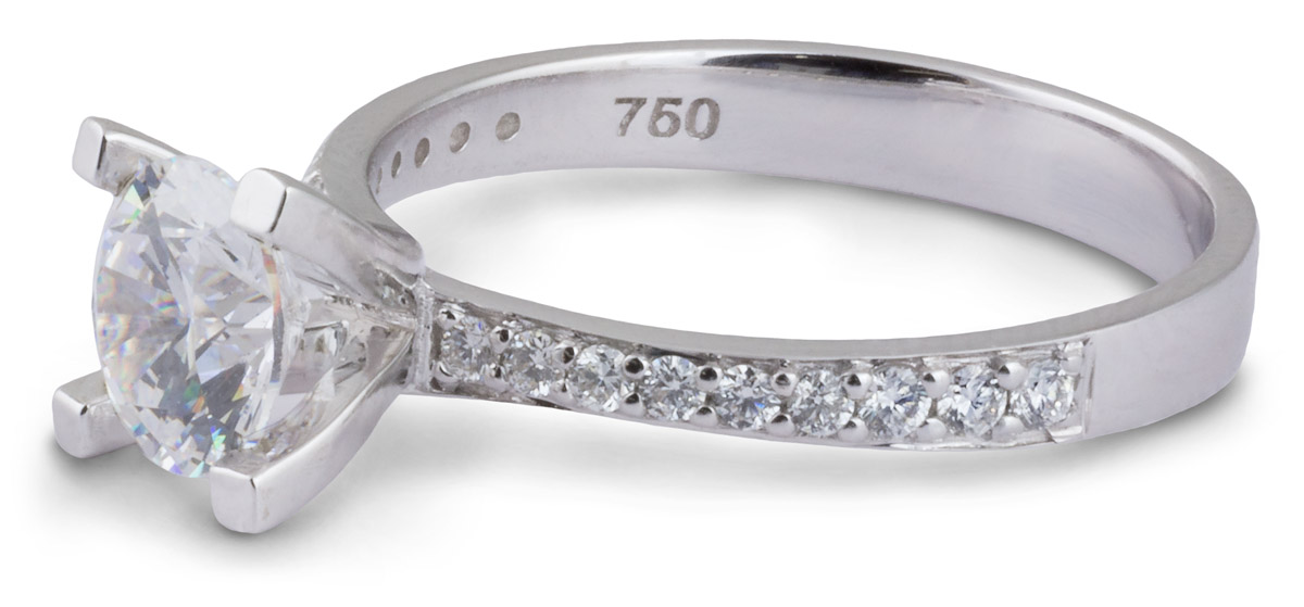 Tapered Shank Engagement Ring with Diamond Accents - Side