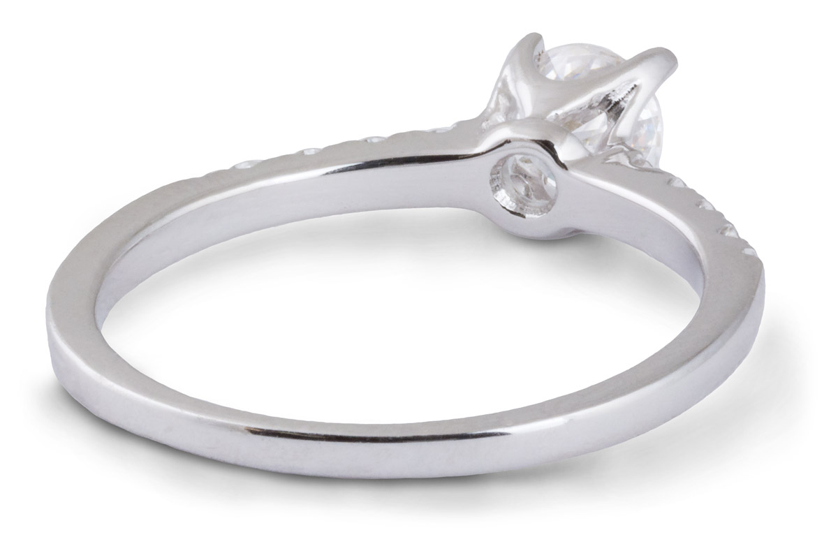 Delicate Simple Shank Engagement Ring with Diamonds - Back