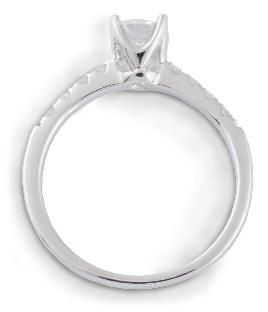 Delicate Simple Shank Engagement Ring with Diamonds - Top