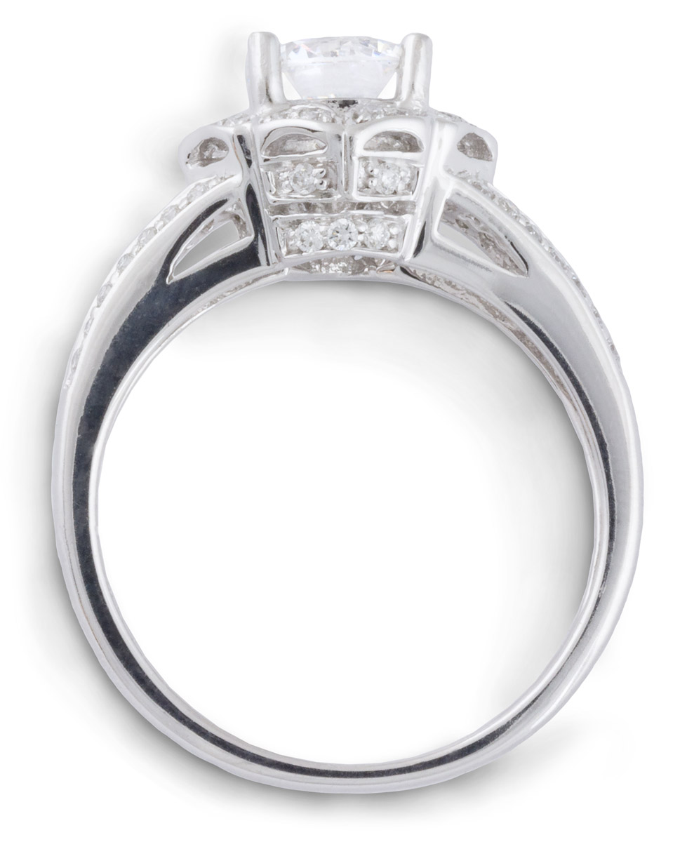 Floral Halo Split Shank Engagement Ring - Top