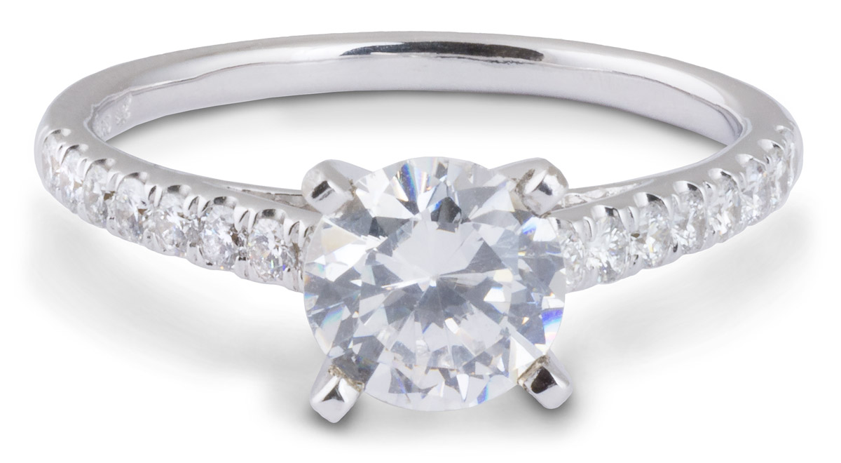 Delicate Cathedral Engagement Ring with Diamonds