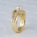 Yellow gold custom pearl engagement ring - side