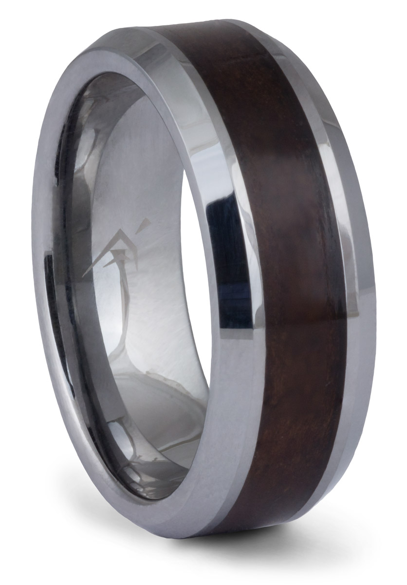 Tungsten Burl Wood Inlay Band