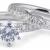 Wedding Set : Tall Setting Engagement Ring with Diamond Band