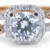 Two Tone Cushion Halo Engagement Ring with Split Shank