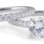 Wedding Set : Delicate Cathedral Engagement Ring with Diamond Band