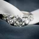 Diamond three stone statement engagement ring - front