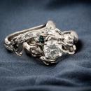 Mermaid custom diamond engagement ring - set
