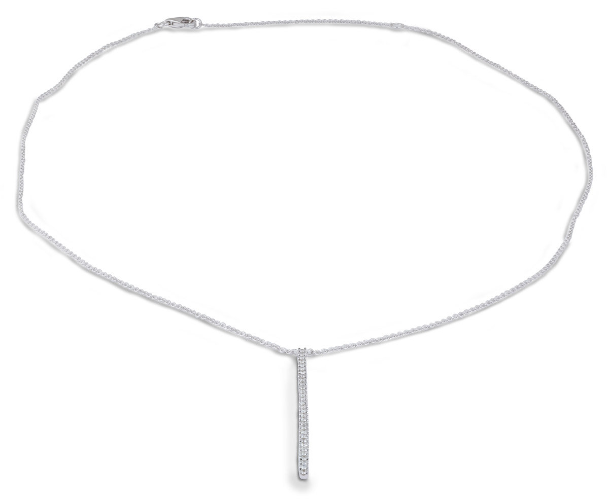 Minimalist Bar Necklace with Diamond Accents - full