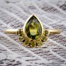 Pallasitic peridot custom ring - front