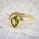 Pallasitic peridot custom ring - side