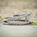 Split shank emerald cut diamond engagement ring - opposite