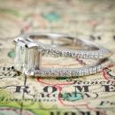 Split shank emerald cut diamond engagement ring - side