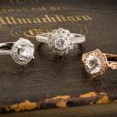 Vintage halo style engagement rings