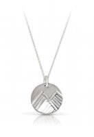 Mountain circle pendant in silver from Jen Lesea front view
