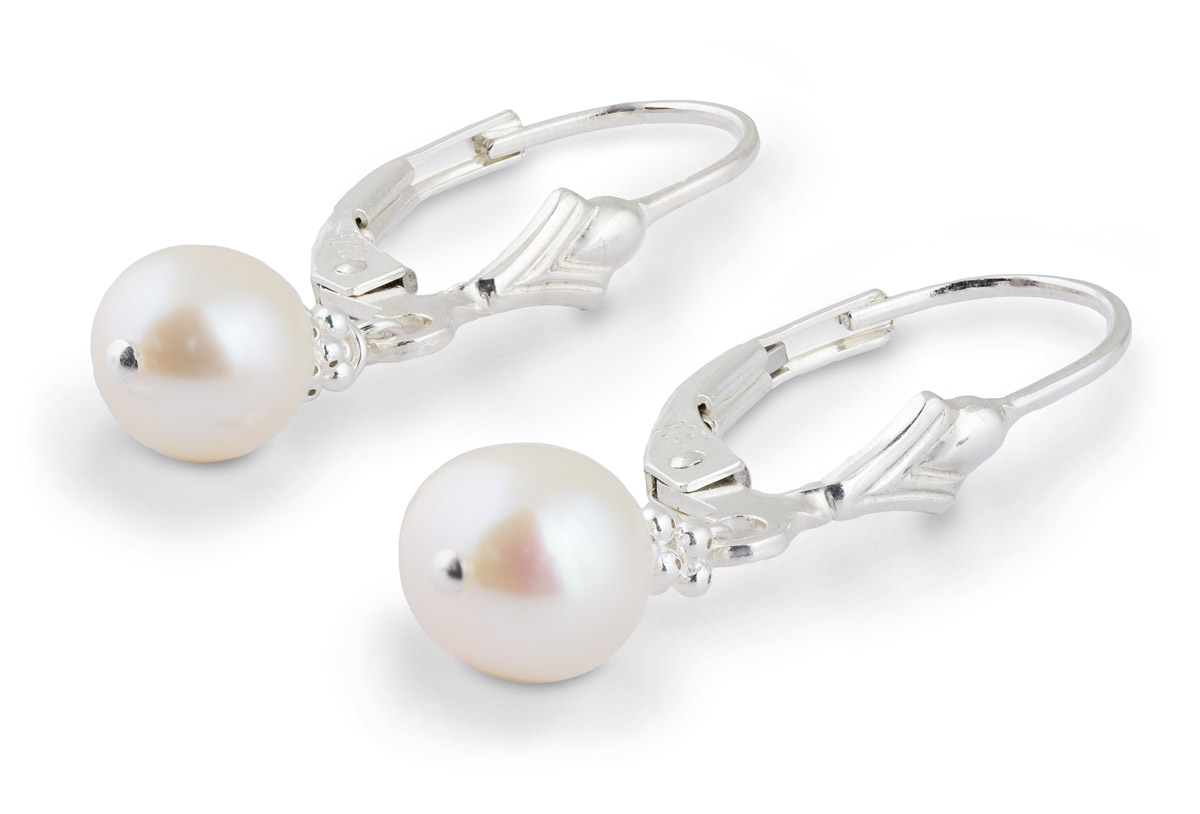 Fresh Water Pearl Dangle Earrings - Angle