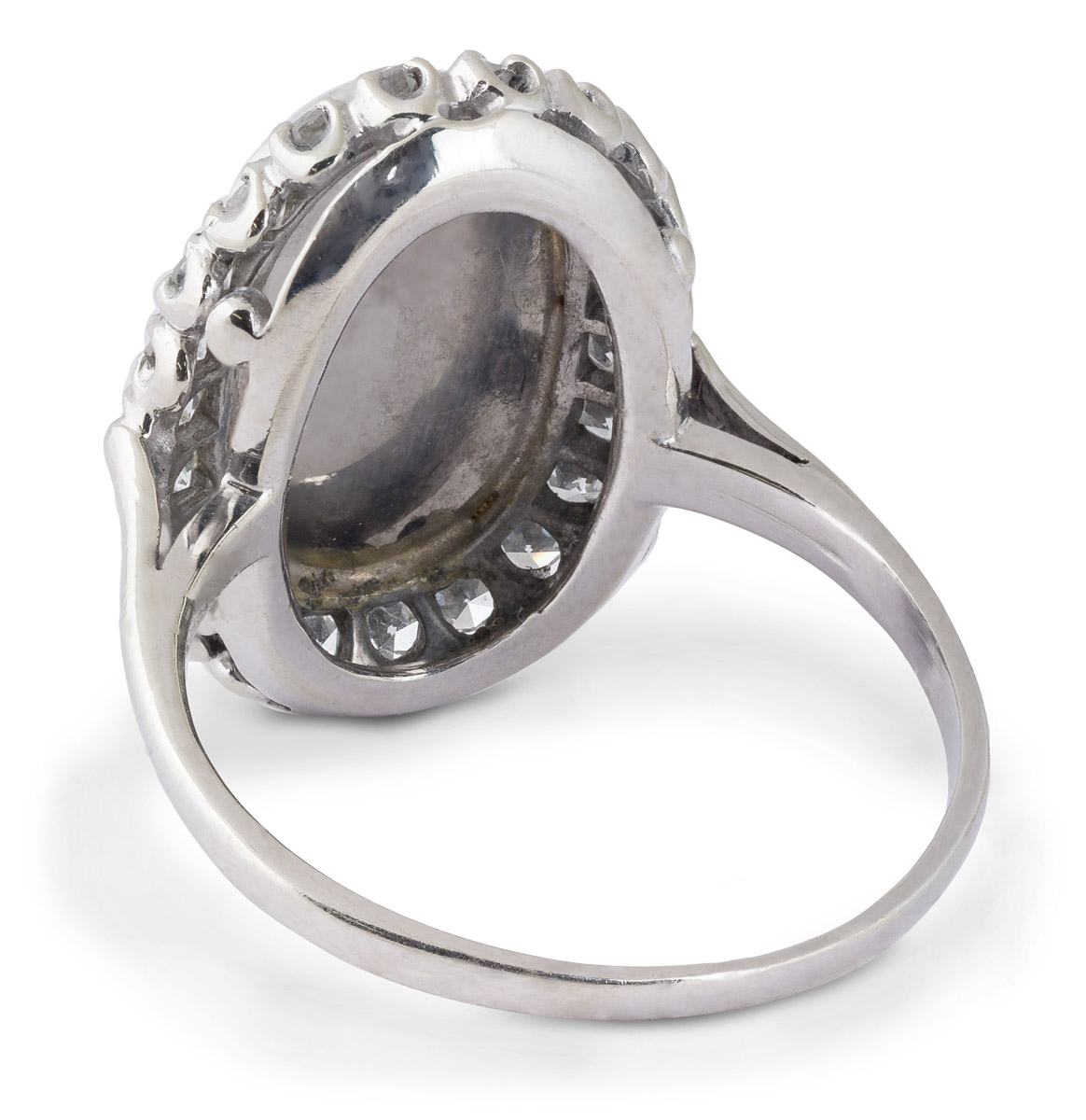 Vintage Black Opal Ring With Diamond Halo - Back