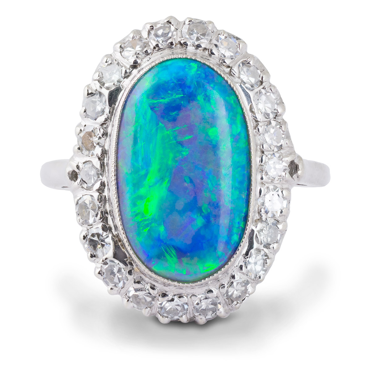 Udførelse fremsætte jøde Vintage Black Opal Ring With Diamond Halo : 42035 : Arden Jewelers