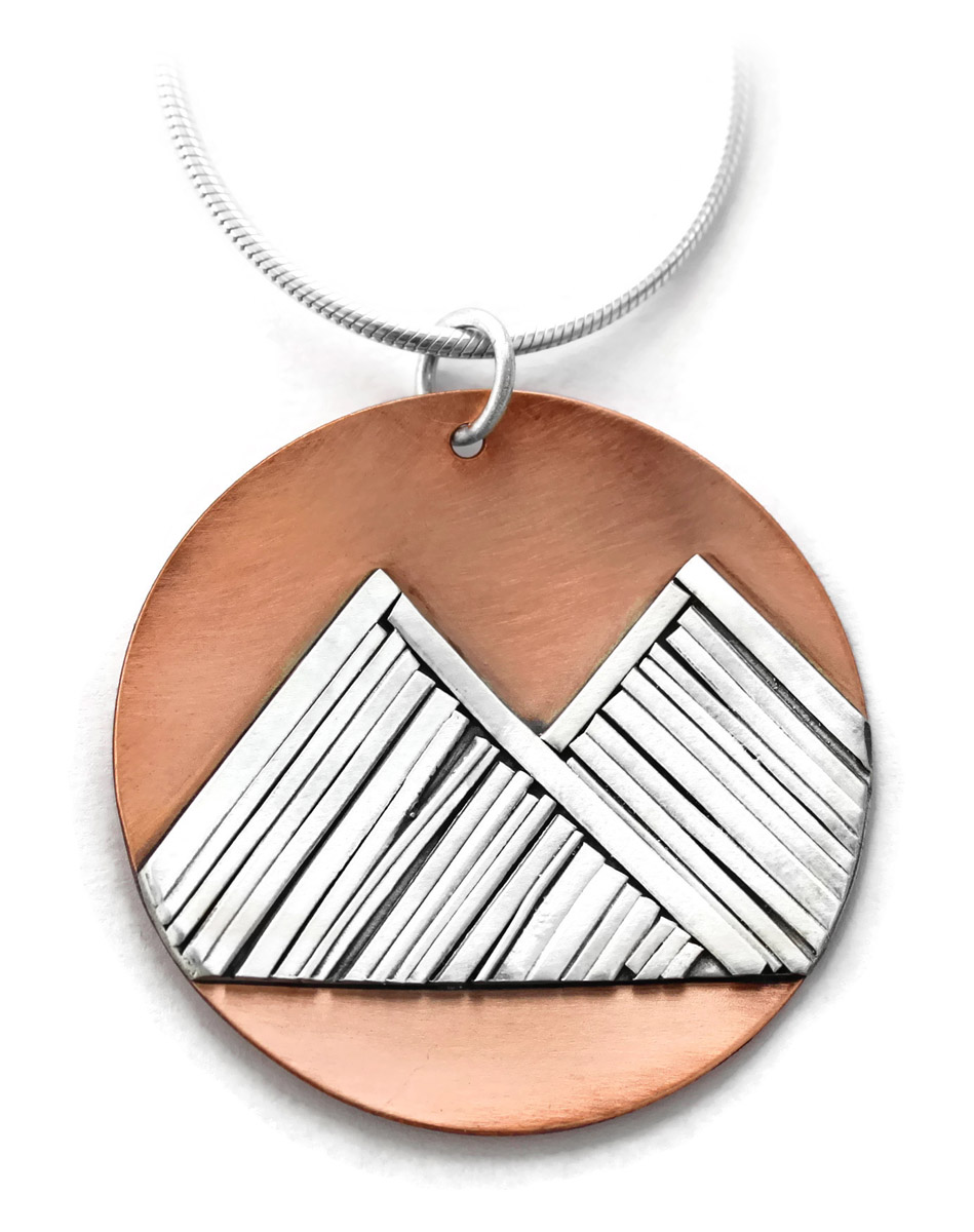 Double Mountain Necklace in Copper and Sterling Silver